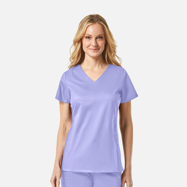 Women's 4 Pocket EON Sporty Mesh Panel Curved V Neck Scrub Top
