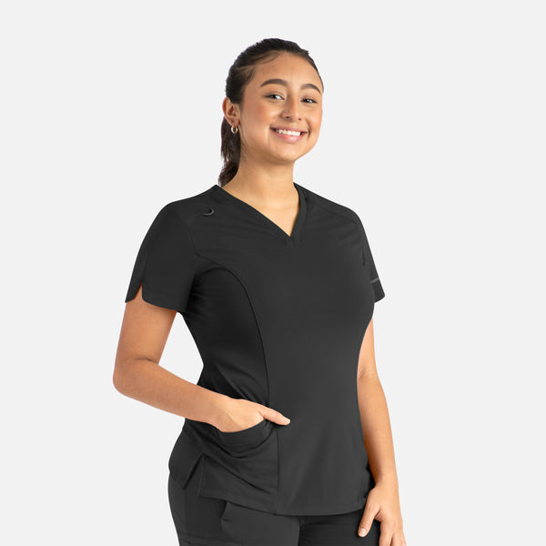 Women's 2 Pocket Focus Curved V-Neck Scrub Top