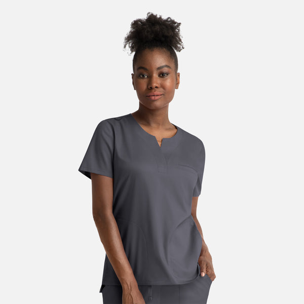 Women's 3 Pocket Matrix Notched Crew Neck Scrub Top