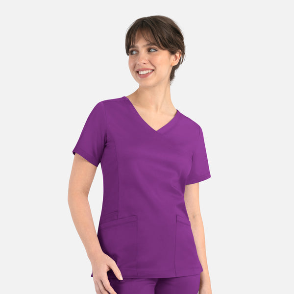 Women's 3 Pocket Matrix Curved Mock Wrap Scrub Top