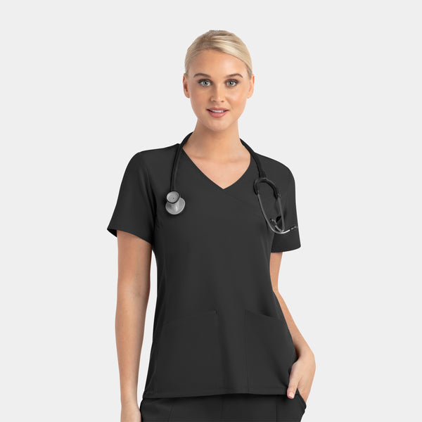 Women's 2 Pocket Matrix Impulse Mock Wrap Scrub Top
