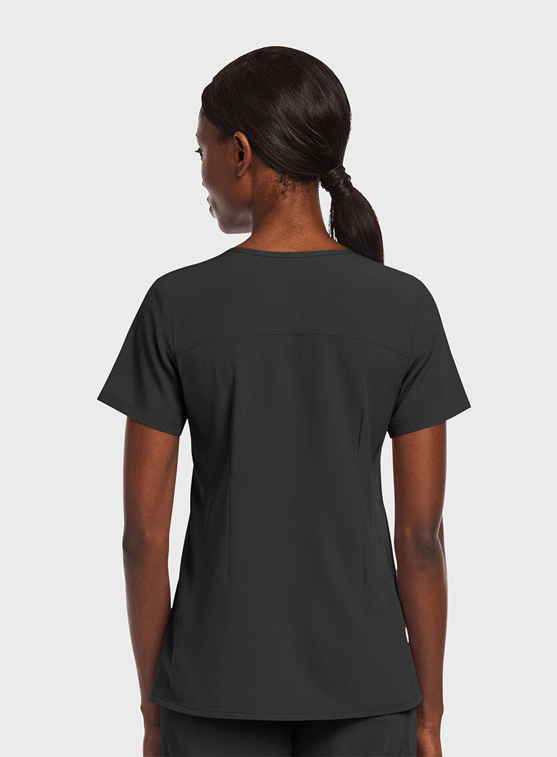 Blk - Maevn Women's Scrub Tops - Side View