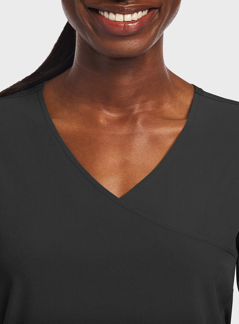 Blk - Maevn Women's Scrub Tops - Back View