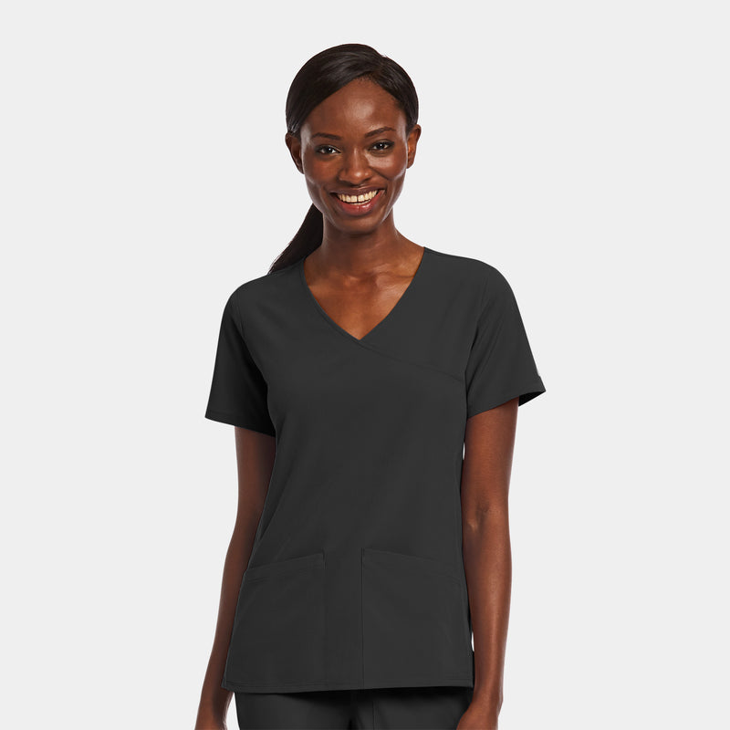 Black - Maevn Women's Scrub Tops - Front View