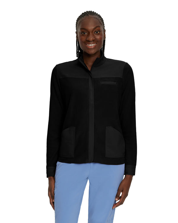 Chaqueta de uniforme quirúrgico para mujer, con 3 bolsillos y estilo calentador