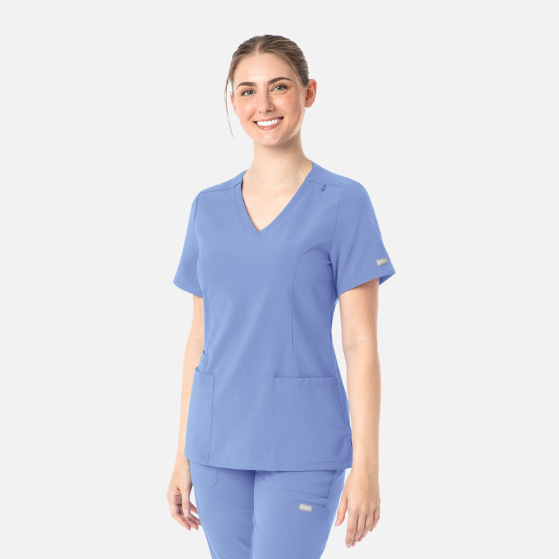 Ceil Blue - Maevn Scrub Tops - Detail View