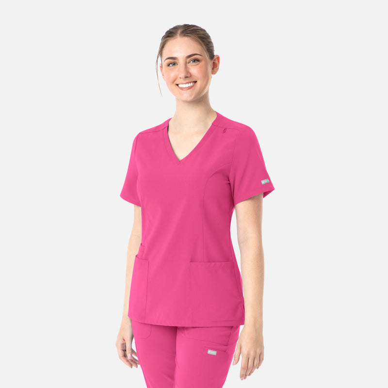 Hot Pink - Maevn Scrub Tops - Detail View