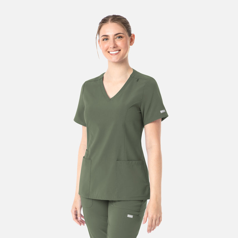 Olive - Maevn Scrub Tops - Detail View