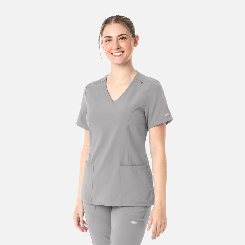 Quiet Grey - Maevn Scrub Tops - Detail View