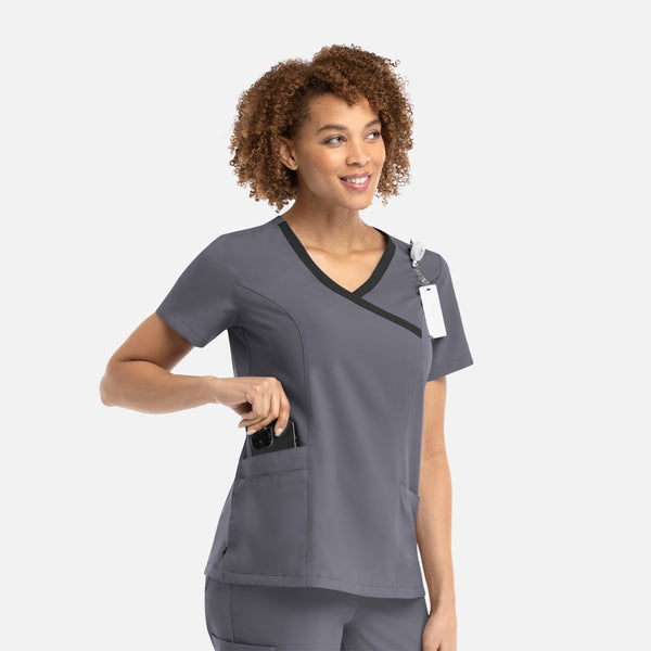 Women's 4 Pocket Momentum Mock Wrap Scrub Top