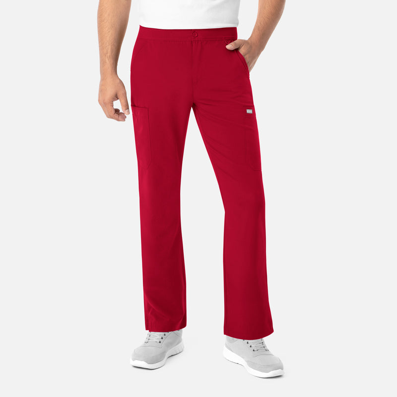 Red - Maevn Men's Scrub Pants - Side View