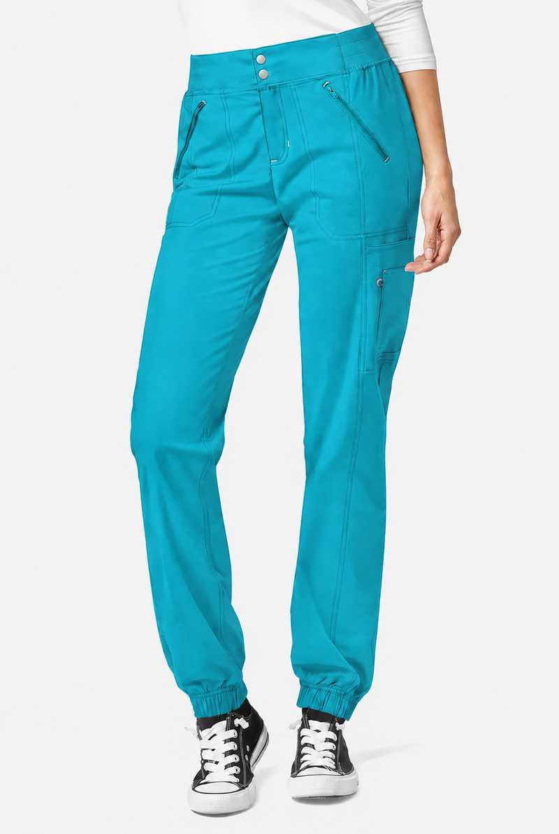 CARIBBEAN - WonderWink Love Women's 6 Pocket Cargo Zip Jogger Scrub Pant for Nursing - Image 1