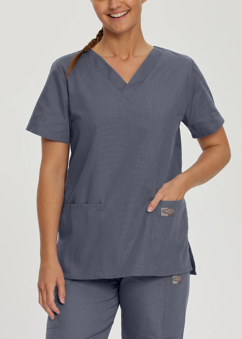 Steel - Women's 3 Pocket V-Neck Scrub Top for Nursing