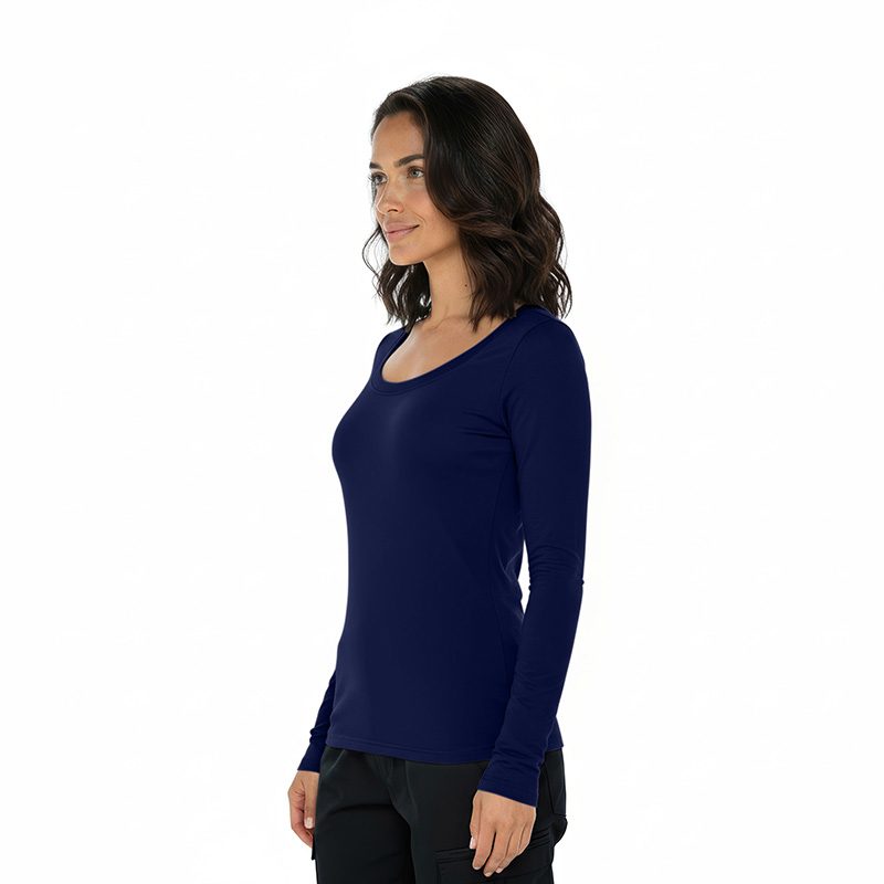 Natural Uniforms Women's Long Sleeve Extra Wide Scoop-Neck T-Shirt Under Scrub