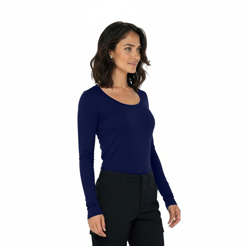Natural Uniforms Women's Long Sleeve Extra Wide Scoop-Neck T-Shirt Under Scrub