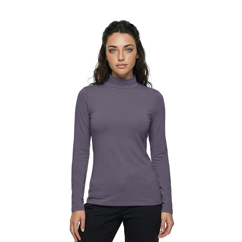CHARCOAL - Natural Uniforms Women's Long Sleeve Mock Turtle Neck Under Scrub T-Shirt for Nursing - Image 2