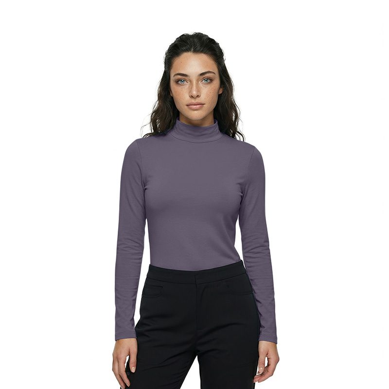 CHARCOAL - Natural Uniforms Women's Long Sleeve Mock Turtle Neck Under Scrub T-Shirt for Nursing - Image 3