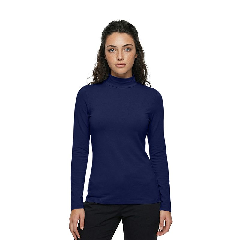 TRUE NAVY - Natural Uniforms Women's Long Sleeve Mock Turtle Neck Under Scrub T-Shirt for Nursing - Image 1