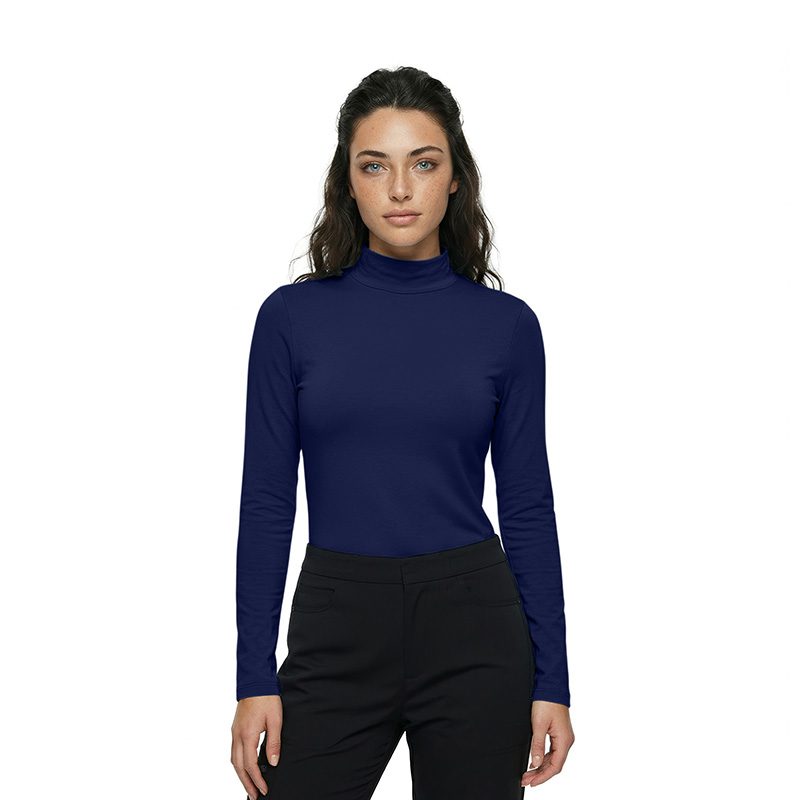 TRUE NAVY - Natural Uniforms Women's Long Sleeve Mock Turtle Neck Under Scrub T-Shirt for Nursing - Image 2
