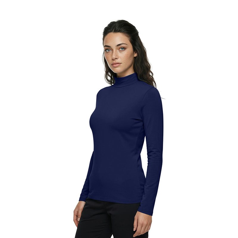 TRUE NAVY - Natural Uniforms Women's Long Sleeve Mock Turtle Neck Under Scrub T-Shirt for Nursing - Image 3