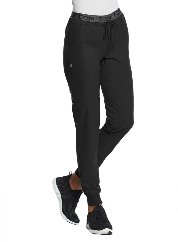 Jogger para uniforme médico de mujer con 8 bolsillos y cintura elástica con logo