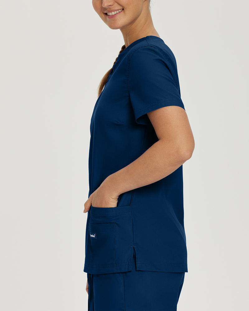 NAVY - Landau Women's V-Neck Modern Fit Scrub Top for Nursing - Image 2
