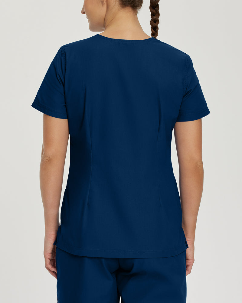 NAVY - Landau Women's V-Neck Modern Fit Scrub Top for Nursing - Image 3