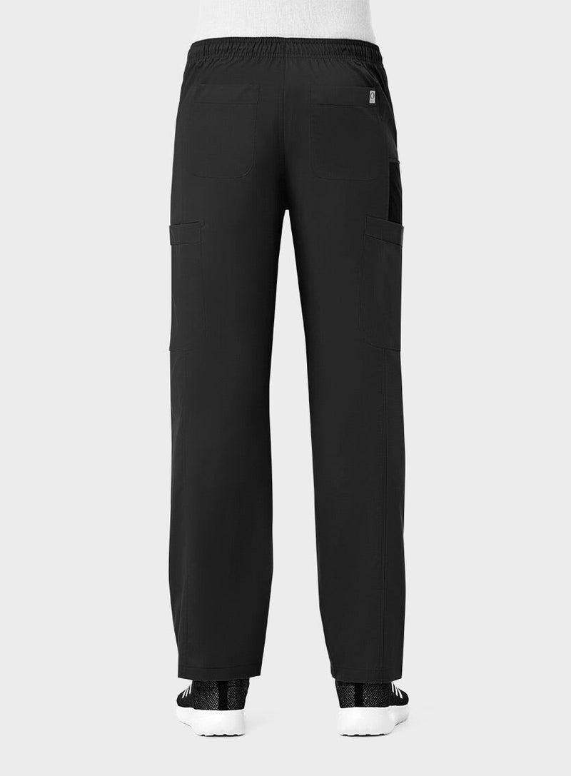 Blk - Maevn Men's Scrub Pants - Back View