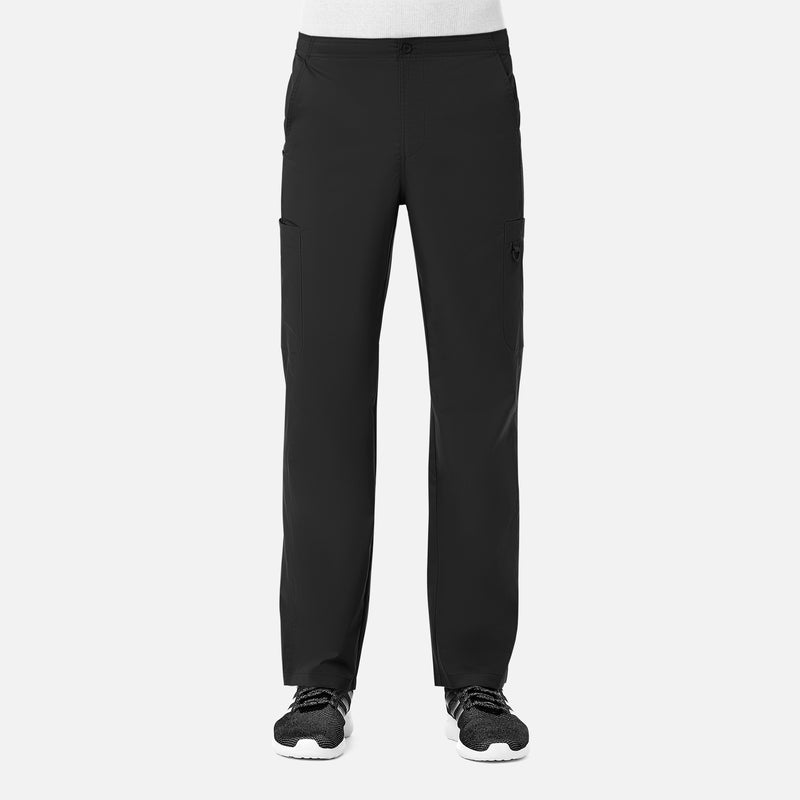 Black - Maevn Men's Scrub Pants - Front View