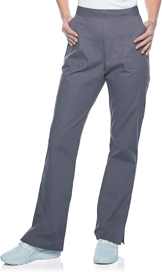 GREY - Landau Scrub Zone Women's 5 Pocket Cargo Straight Leg Scrub Pant for Nursing - Image 1