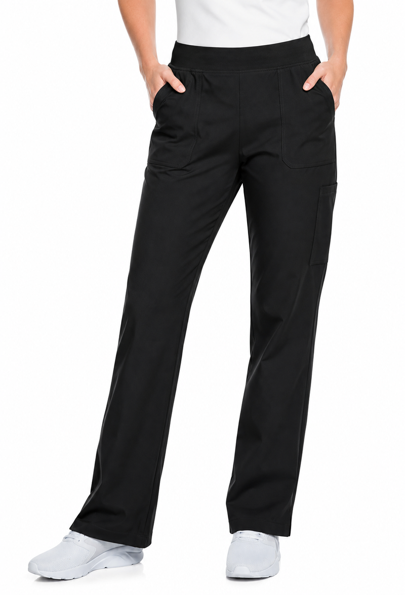 BLACK - Landau Scrub Zone Women's 5 Pocket Cargo Straight Leg Scrub Pant for Nursing - Image 1