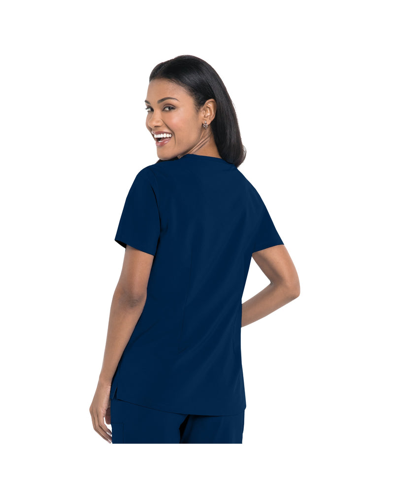 NAVY - Urbane Women's 3 Pocket V-Neck Performance Scrub Top for Nursing - Image 3