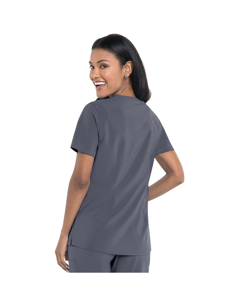STEEL - Urbane Women's 3 Pocket V-Neck Performance Scrub Top for Nursing - Image 3