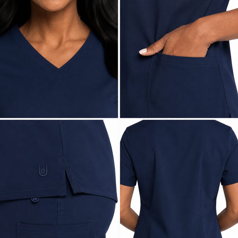 Women's 3 Pocket V-Neck Performance Scrub Top for Nursing