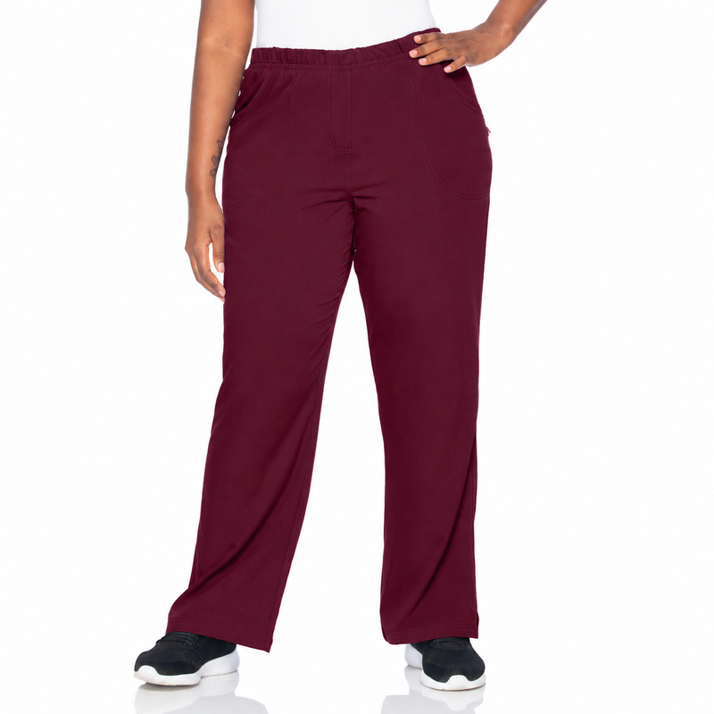 WINE - Urbane Women's 2 Pocket Flare Leg Scrub Pant for Nursing - Image 1