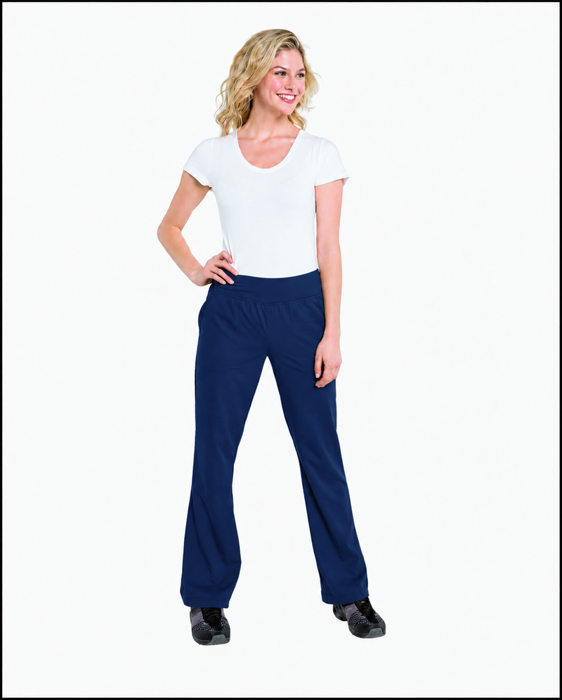 NAVY - Urbane Women's 2 Pocket Yoga Flare Leg Scrub Pant - Image 1