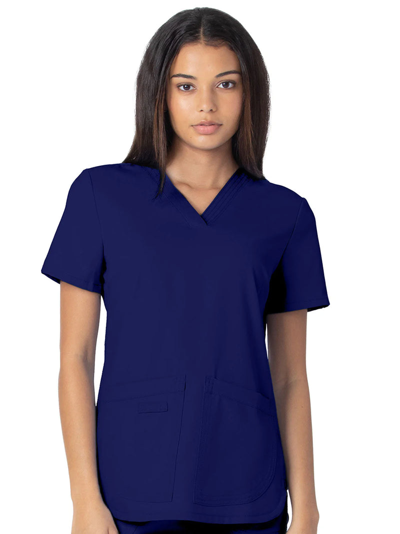 TRUE NAVY - Urbane Icon Women's 2 Pocket V-Neck Scrub Top for Nursing - Image 1
