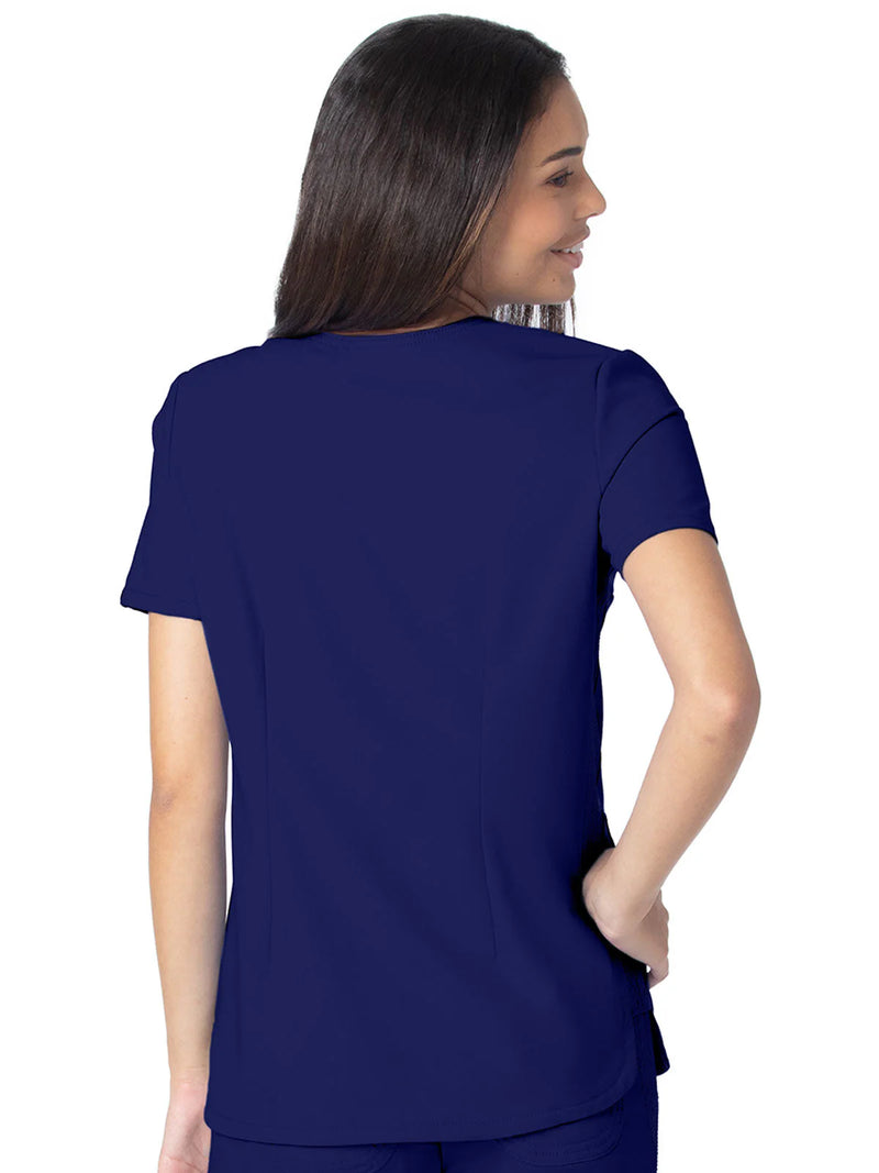 TRUE NAVY - Urbane Icon Women's 2 Pocket V-Neck Scrub Top for Nursing - Image 3