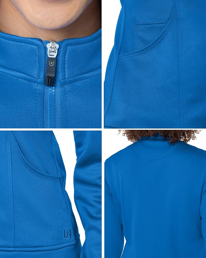 TRUE NAVY - Urbane Empower P-Tech Women's 3 Pocket Zip Front Scrub Jacket for Nursing - Image 3
