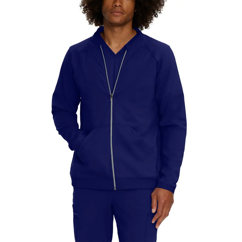 TRUE NAVY - Urbane Impulse Men's 2 Pocket Zip Front Warm-Up Scrub Jacket for Nursing - Image 1