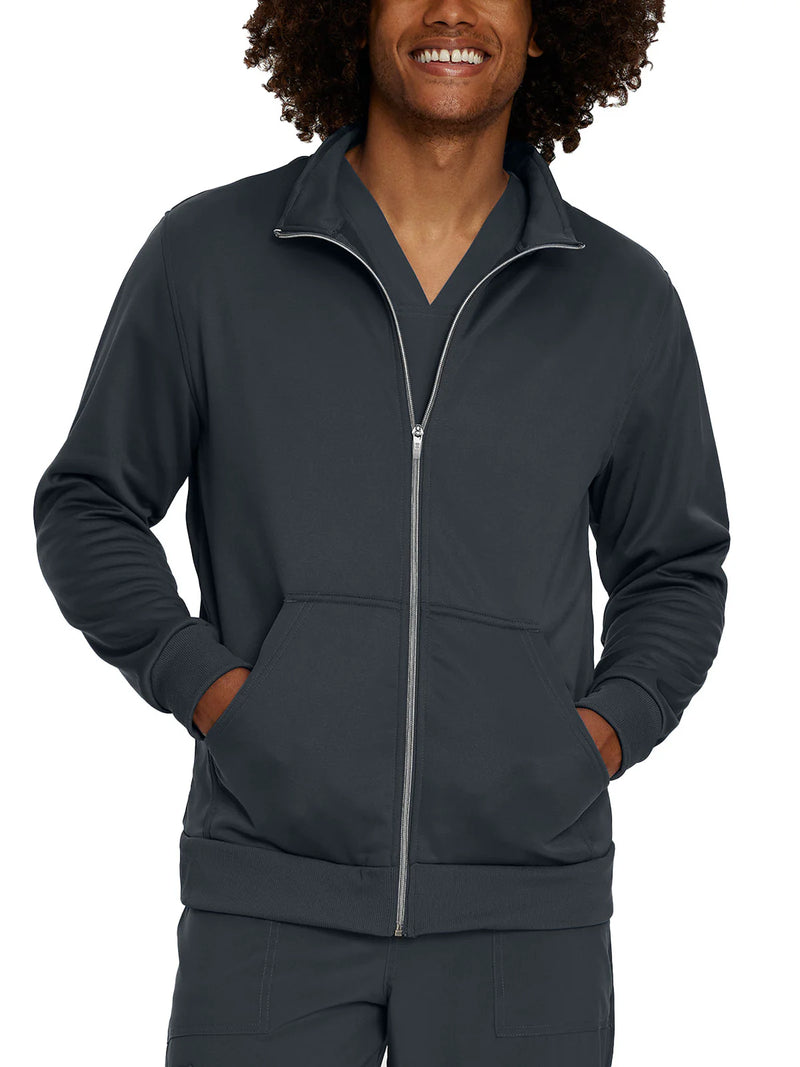 GRAPHITE - Urbane Performance Men's 2 Pocket Zip Front Fleece Scrub Jacket for Nursing - Image 1