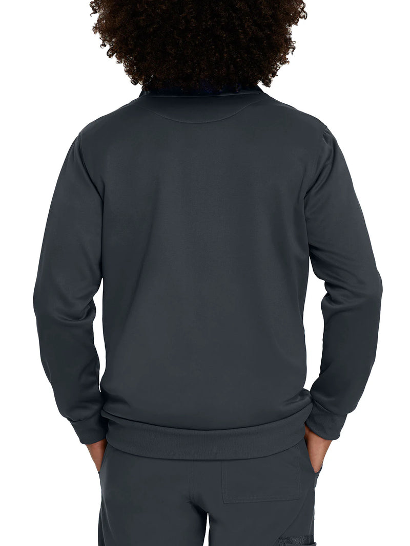 GRAPHITE - Urbane Performance Men's 2 Pocket Zip Front Fleece Scrub Jacket for Nursing - Image 3