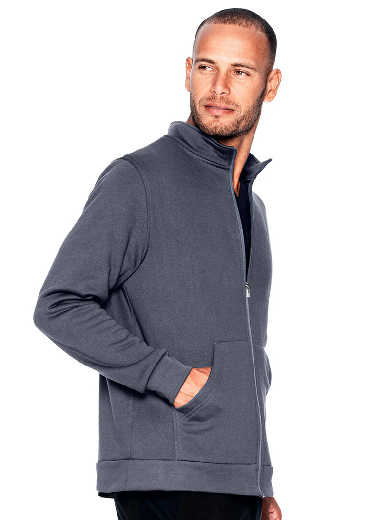 STEEL - Urbane Performance Men's 2 Pocket Zip Front Fleece Scrub Jacket for Nursing - Image 1