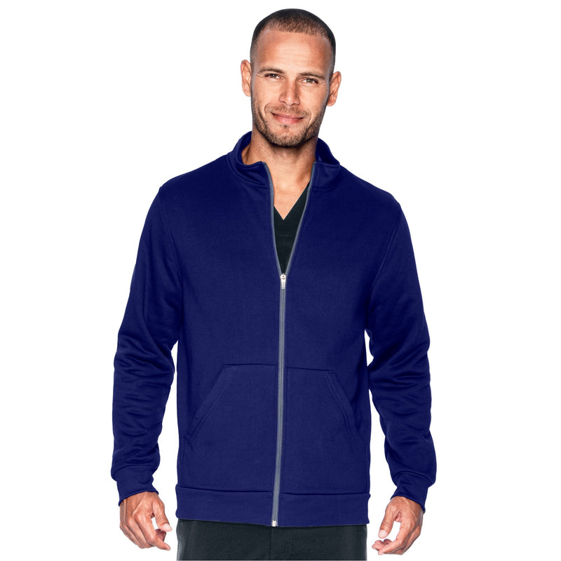 TRUE NAVY - Urbane Performance Men's 2 Pocket Zip Front Fleece Scrub Jacket for Nursing - Image 1
