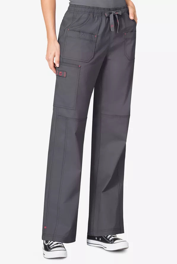 Pewter - WonderWink WonderFLEX Faith Women's 6-Pocket Stretch Boot Cut Cargo Scrub Pant