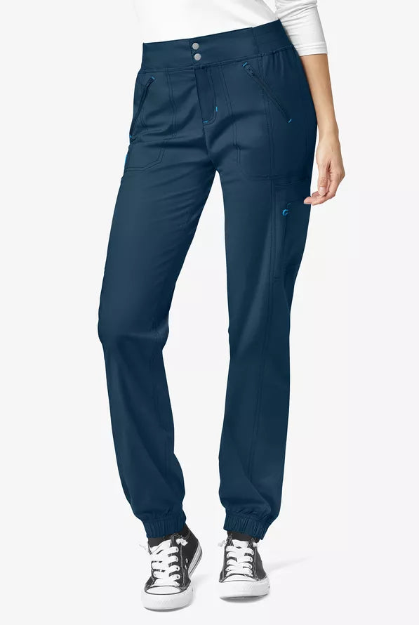NAVY - WonderWink Love Women's 6 Pocket Cargo Zip Jogger Scrub Pant for Nursing - Image 1