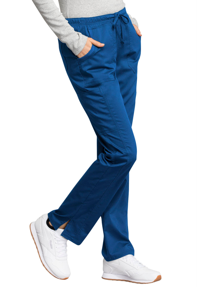 ROYAL BLUE - Cherokee Workwear Revolution Tech Women's 3 Pocket Mid Rise Straight Leg Drawstring Scrub Pant - Image 4