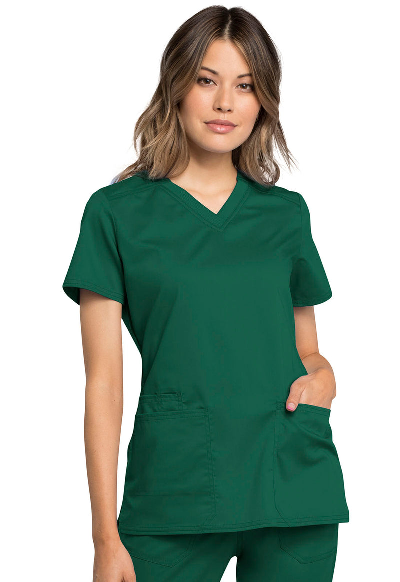 HUNTER - Cherokee Workwear Revolution Tech Women's 2 Pocket V-Neck Scrub Top - Image 1