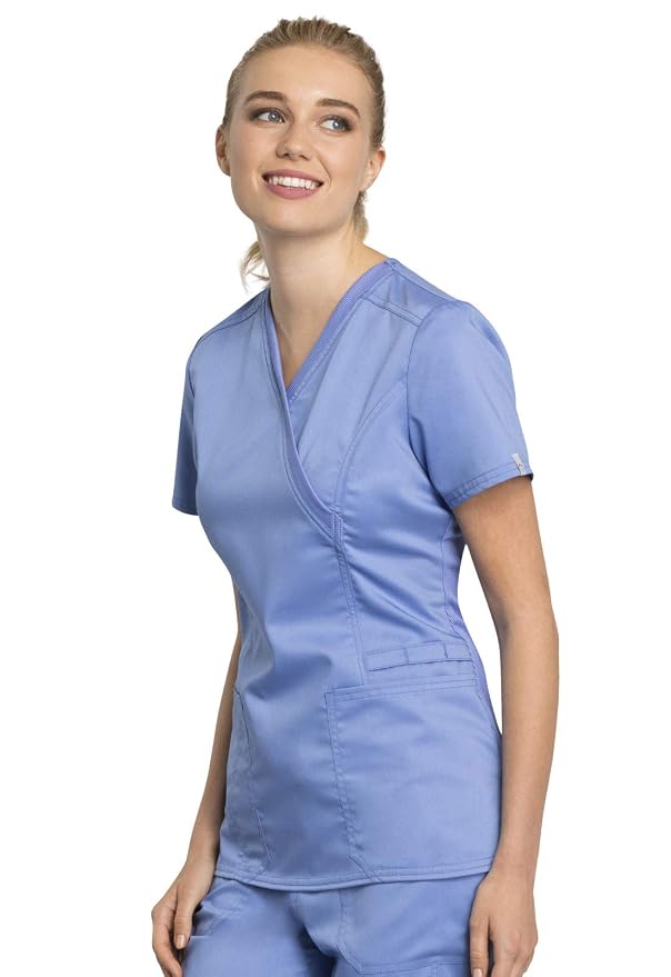 CEIL - Cherokee Workwear Revolution Tech Women's 4 Pocket Mock Wrap Scrub Top for Nursing - Image 3