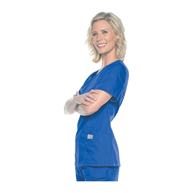 ROYAL - Landau ScrubZone Women's 2 Pocket Mock Wrap Scrub Top for Nursing - Image 2